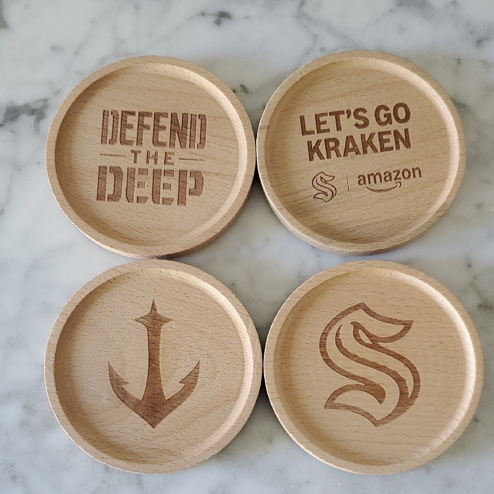 Seattle Kraken Wooden Coasters